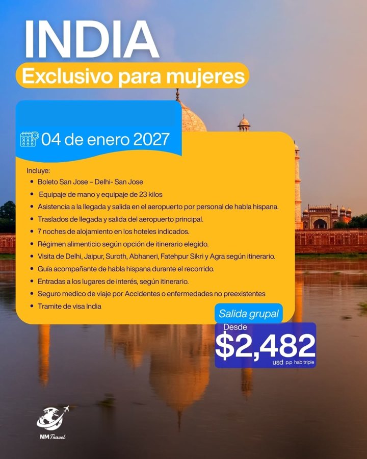 India exclusivo para mujeres, salida grupal el 4 de enero 2027