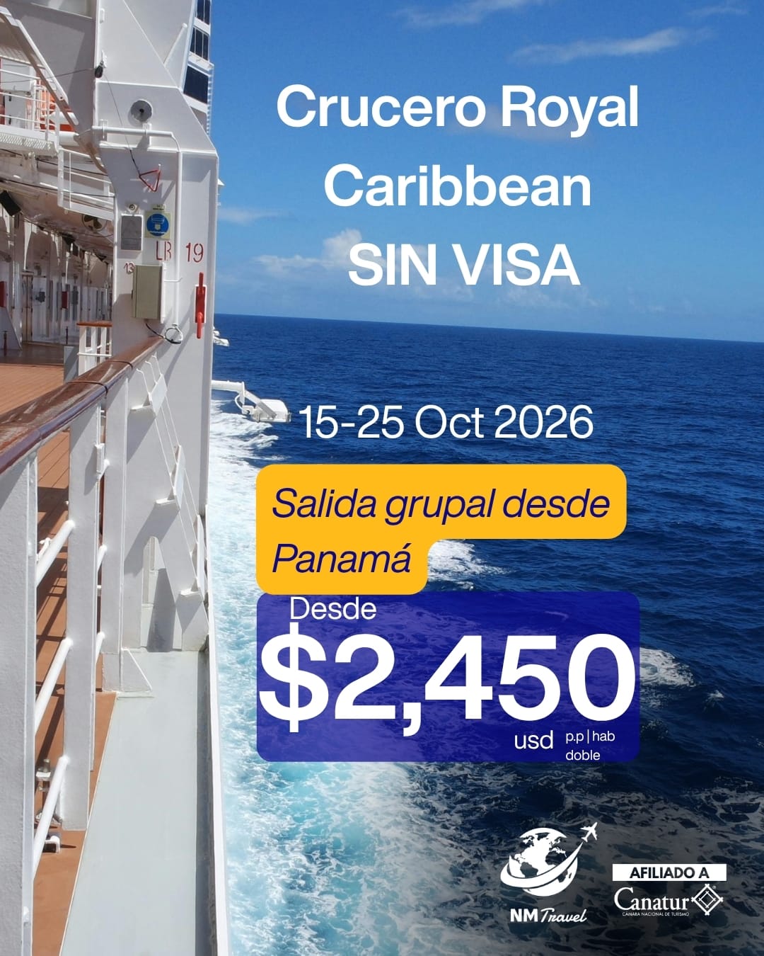 Crucero Royal Caribbean SIN VISA americana desde Panamá - $2,450 USD