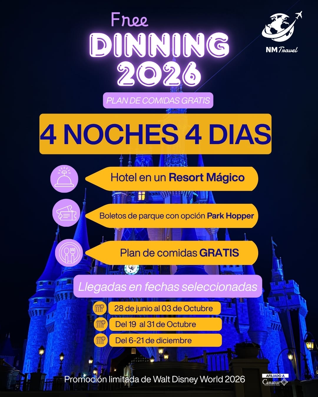 Free Dinning Disney 2026 - Plan de comidas gratis Walt Disney World