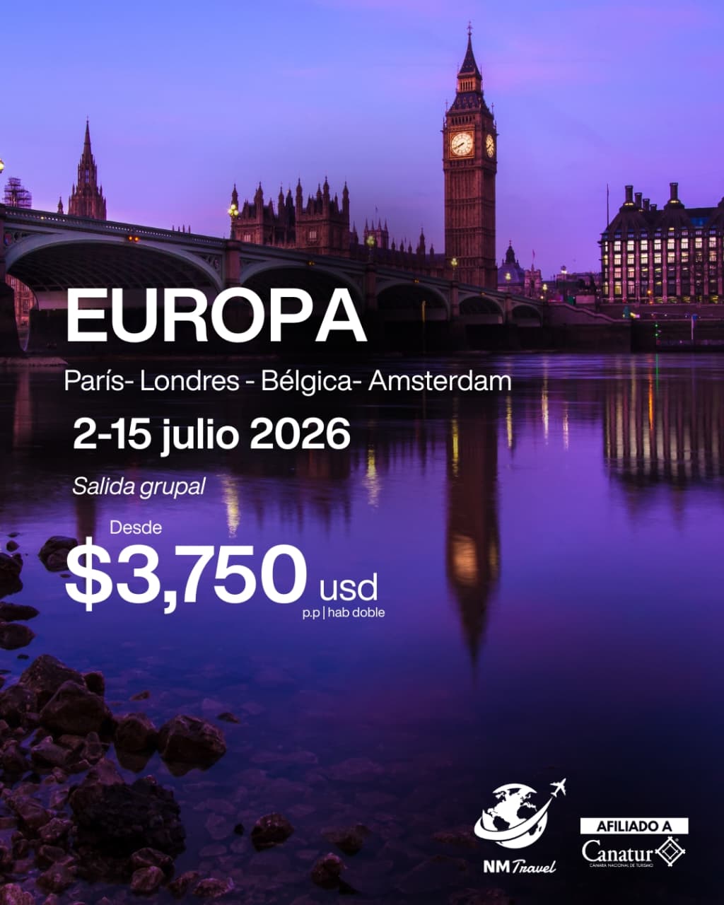 Europa: París, Londres, Bélgica y Amsterdam - Salida grupal desde $3,750 USD
